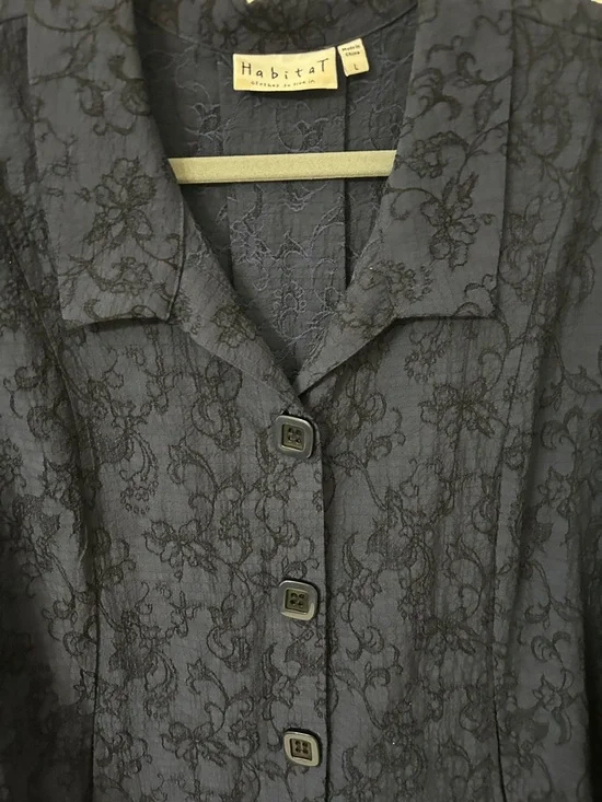 Habitat Shirt Women’s L Navy Floral Boho Lagenlook - Picture 14 of 16